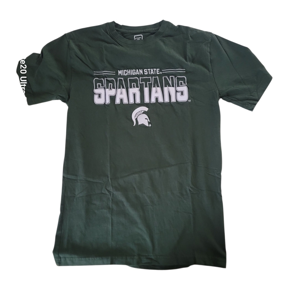 Michigan State Spartans MSU Med Tshirt Sz 38/40 Green White Like New